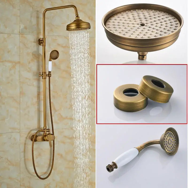 Modern brass rainfall shower faucet set with handshower for bathroom