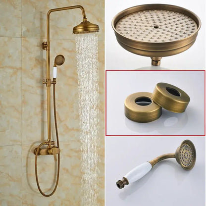 Modern brass rainfall shower faucet set with handshower for bathroom
