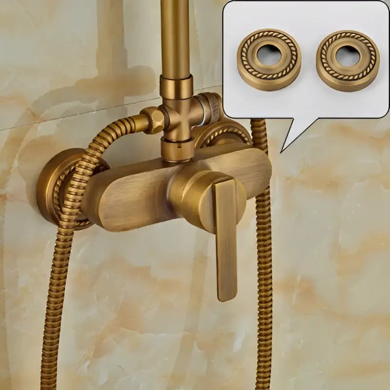Modern brass rainfall shower faucet set with handshower for bathroom