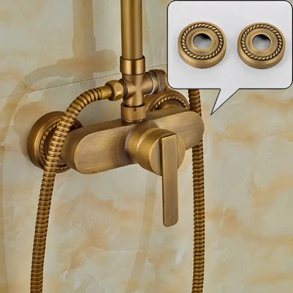 Modern brass rainfall shower faucet set with handshower for bathroom