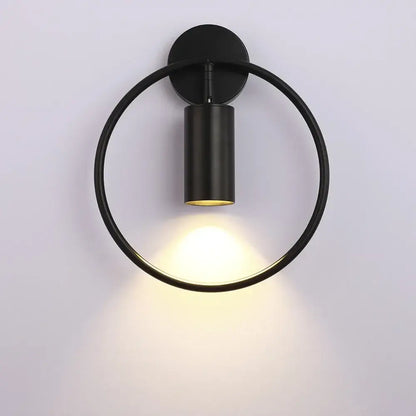 Modern brass ring led wall lamp bedroom sconce