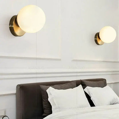 Modern brass round ceiling lamp hallway frosted glass globe