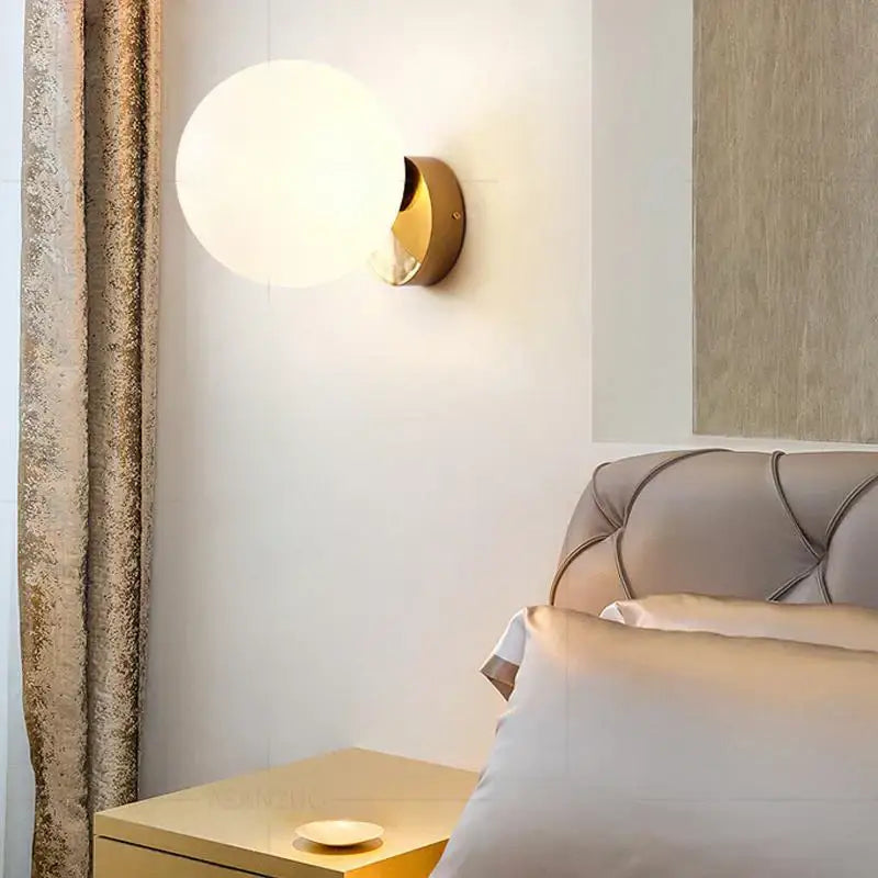 Modern brass round ceiling lamp hallway frosted glass globe
