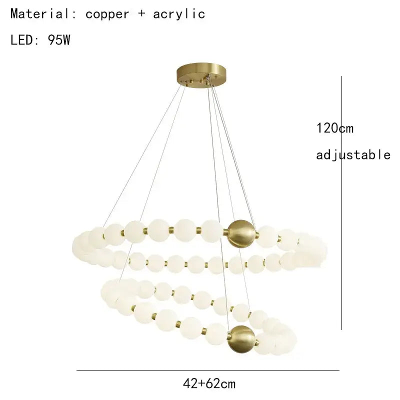 Modern brass round led pendant lights dining room frosted glass chandelier