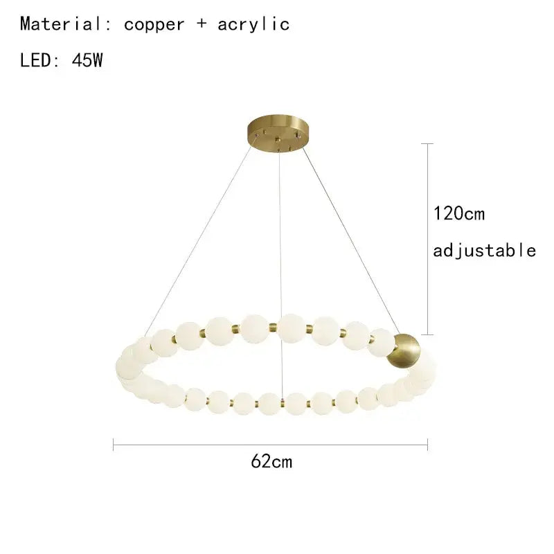 Modern brass round led pendant lights dining room frosted glass chandelier