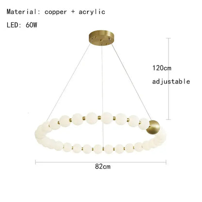 Modern brass round led pendant lights dining room frosted glass chandelier