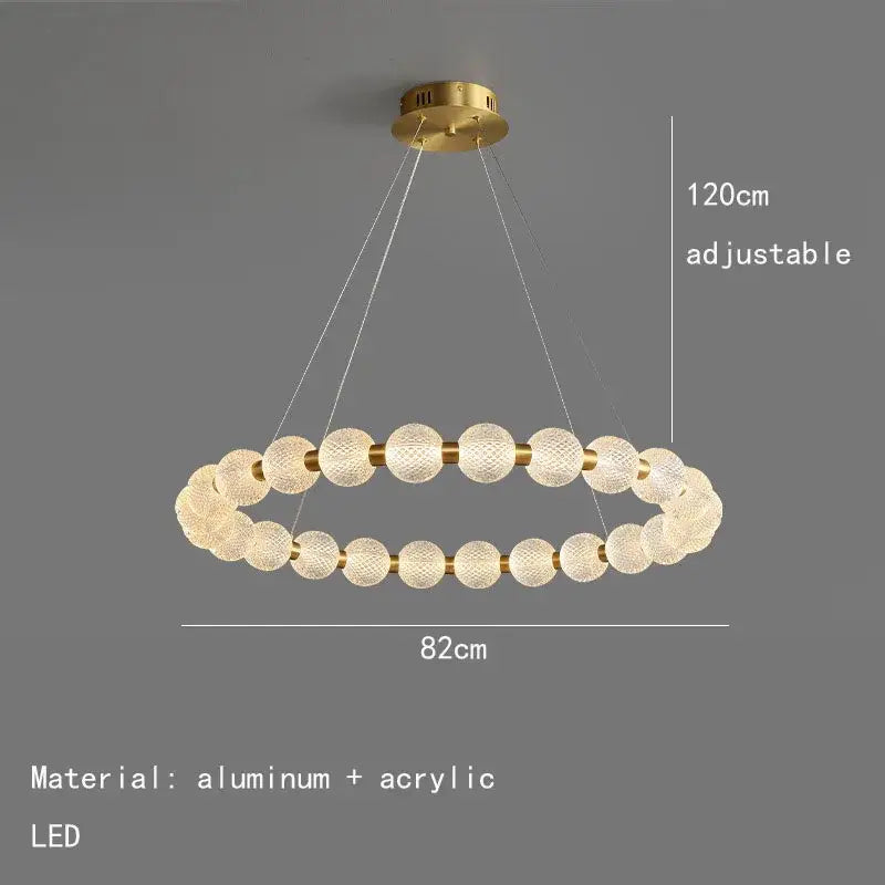 Modern brass round led pendant lights dining room frosted glass chandelier