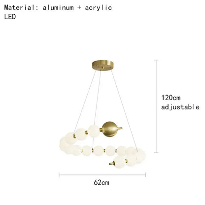 Modern brass round led pendant lights dining room frosted glass chandelier
