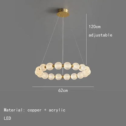 Modern brass round led pendant lights dining room frosted glass chandelier