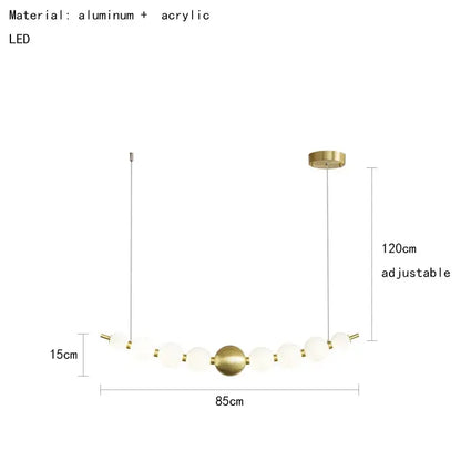 Modern brass round led pendant lights dining room frosted glass chandelier