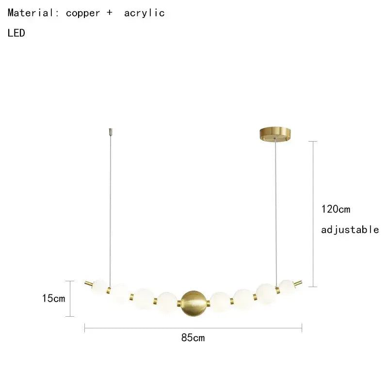 Modern brass round led pendant lights dining room frosted glass chandelier