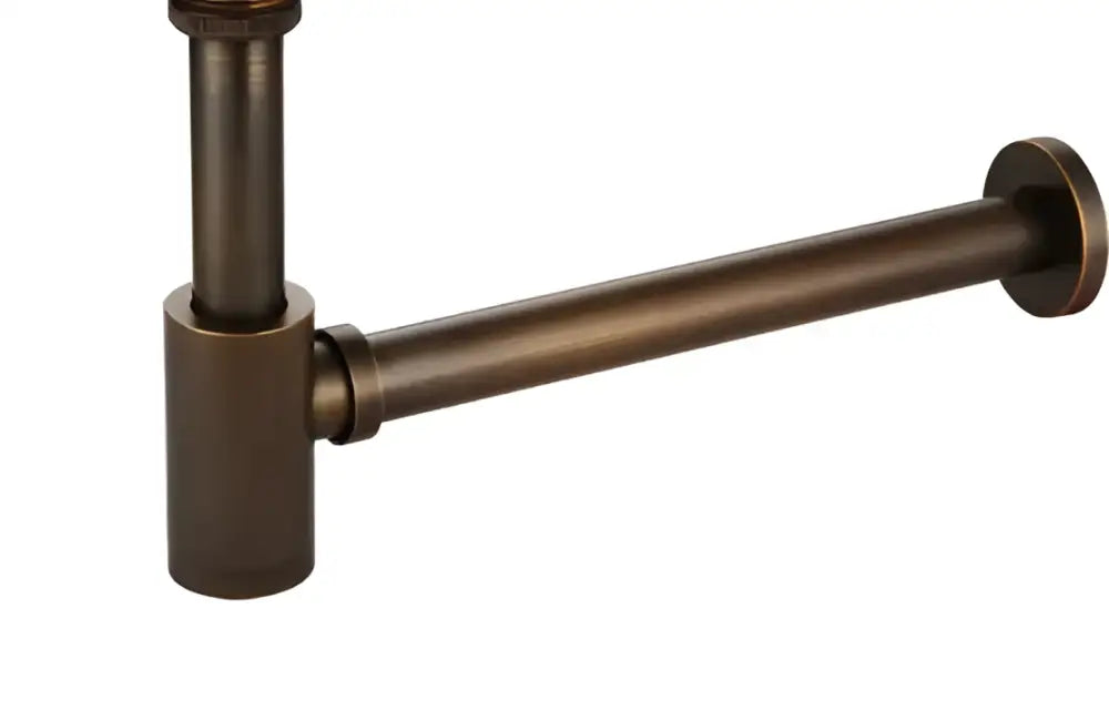 Modern brass round siphon p-trap set gun grey bathroom drainer