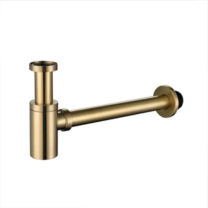 Modern brass round siphon p-trap set gun grey bathroom drainer