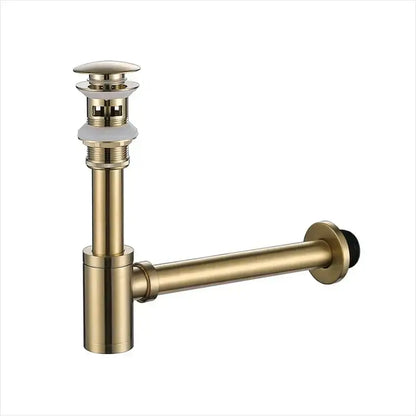 Modern brass round siphon p-trap set gun grey bathroom drainer