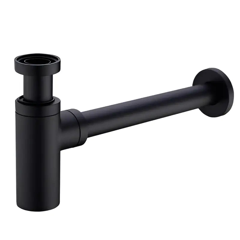 Modern brass round siphon p-trap set gun grey bathroom drainer