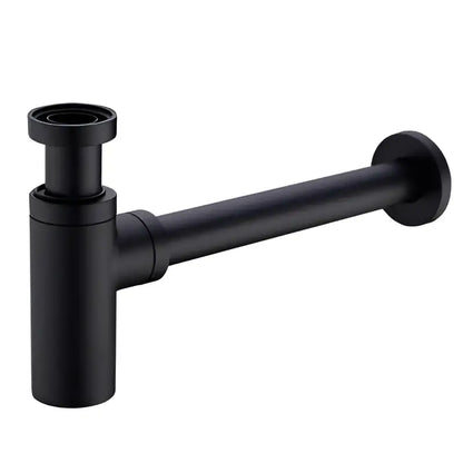 Modern brass round siphon p-trap set gun grey bathroom drainer