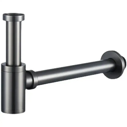Modern brass round siphon p-trap set gun grey bathroom drainer