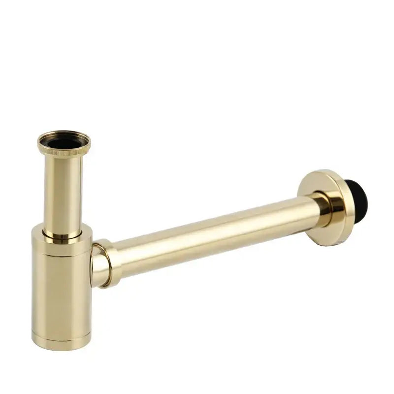 Modern brass round siphon p-trap set gun grey bathroom drainer