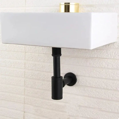 Modern brass round siphon p-trap set gun grey bathroom drainer