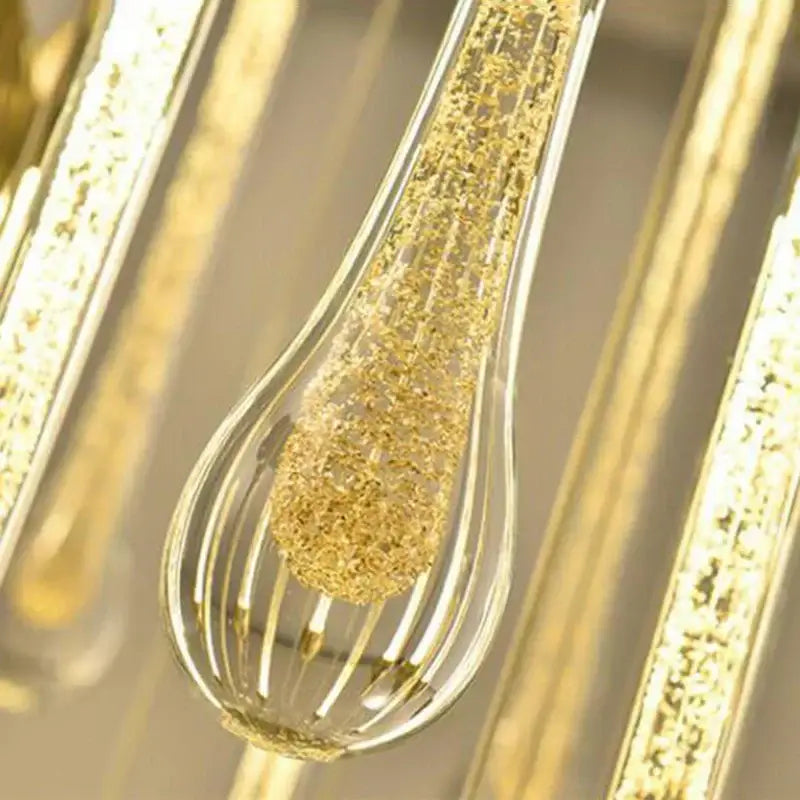 Modern brass round stairs led chandelier glass villa dining room