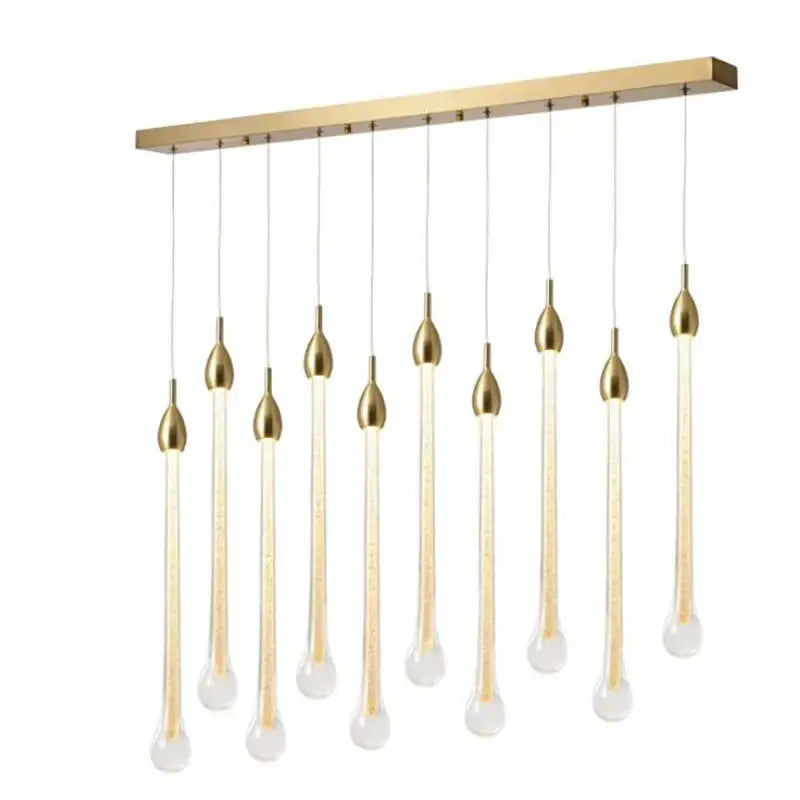 Modern brass round stairs led chandelier glass villa dining room