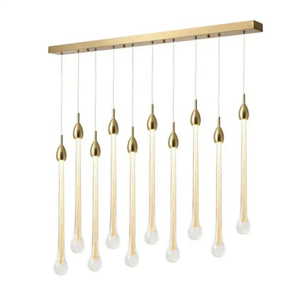 Modern brass round stairs led chandelier glass villa dining room