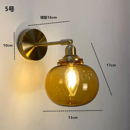 Modern brass ruffled clear glass led wall sconce bathroom light