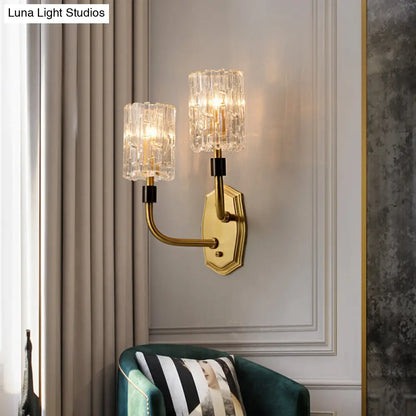 DecorBites™ Modern Brass Sconce Light with Clear Glass Shade - Wall Mounted 1/2-Light for Living Room