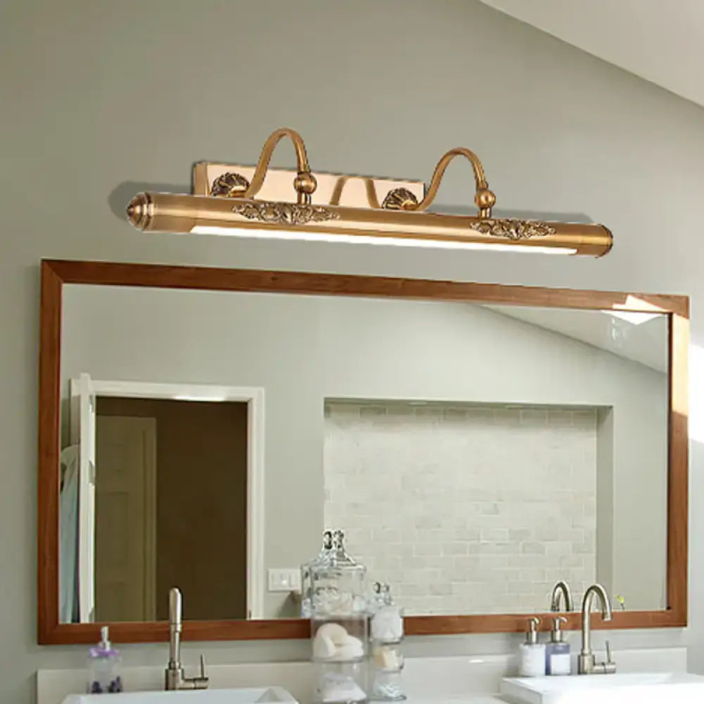 Modern brass scrollwork wall mount light bathroom vanity fixture