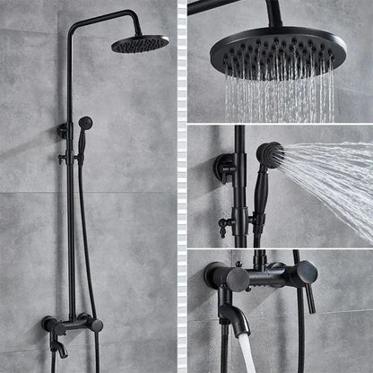 Modern brass shower set bathroom rainfall head and handheld sprayer