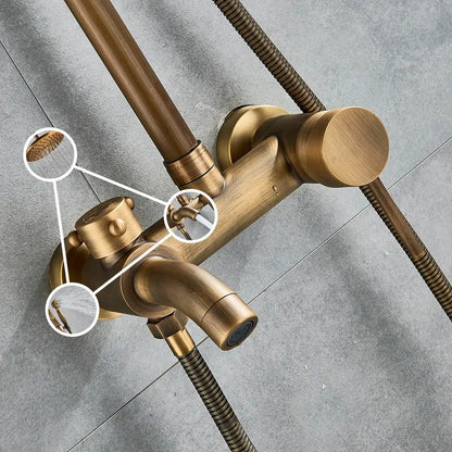Modern brass shower set bathroom rainfall head and handheld sprayer