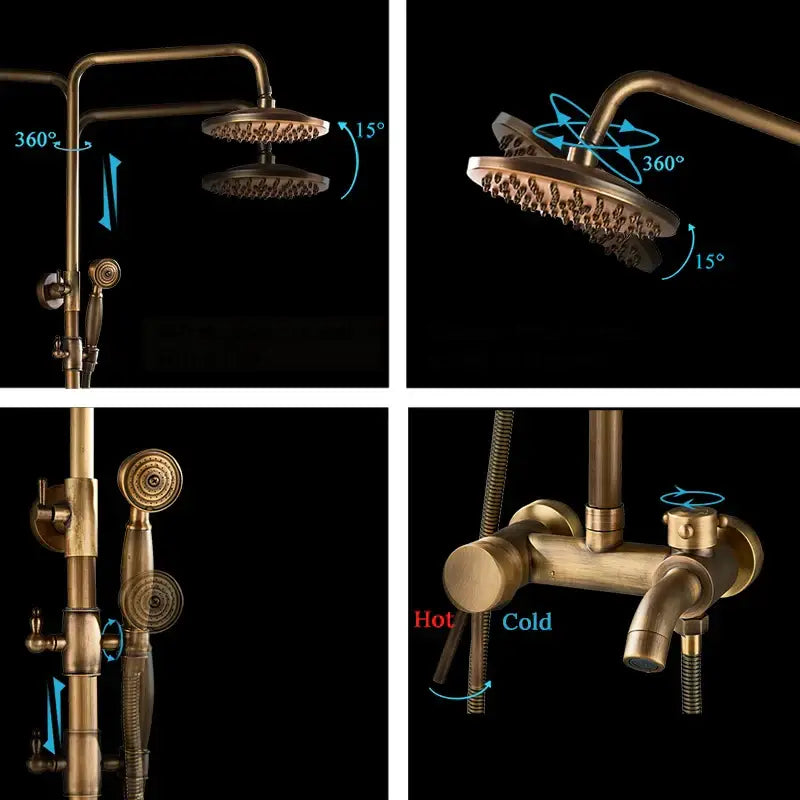 Modern brass shower set bathroom rainfall head and handheld sprayer