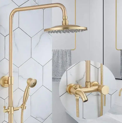 Modern brass shower set bathroom rainfall head and handheld sprayer