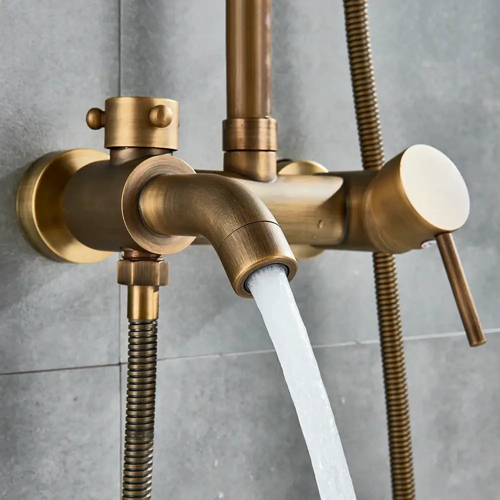 Modern brass shower set bathroom rainfall head and handheld sprayer