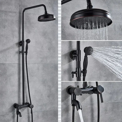 Modern brass shower set bathroom rainfall head and handheld sprayer