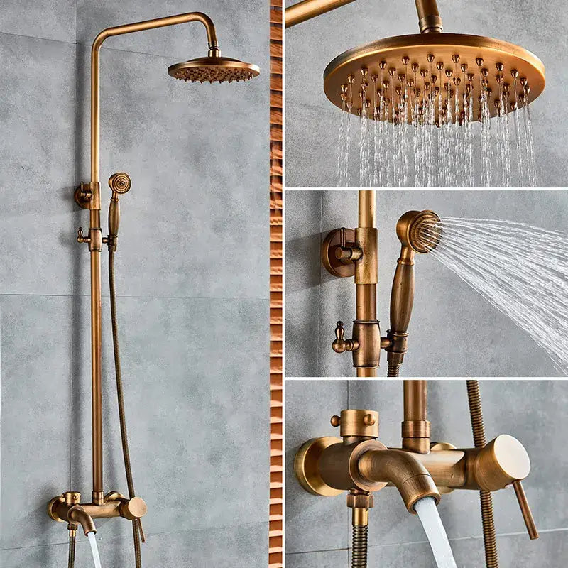 Modern brass shower set bathroom rainfall head and handheld sprayer
