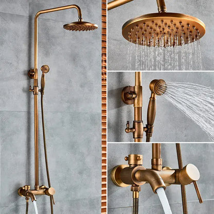 Modern brass shower set bathroom rainfall head and handheld sprayer