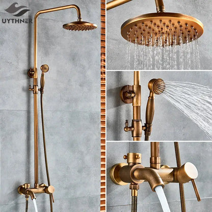 Modern brass shower set bathroom rainfall head and handheld sprayer