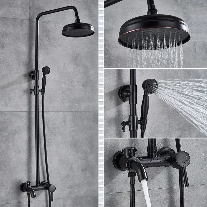 Modern brass shower set bathroom rainfall head and handheld sprayer