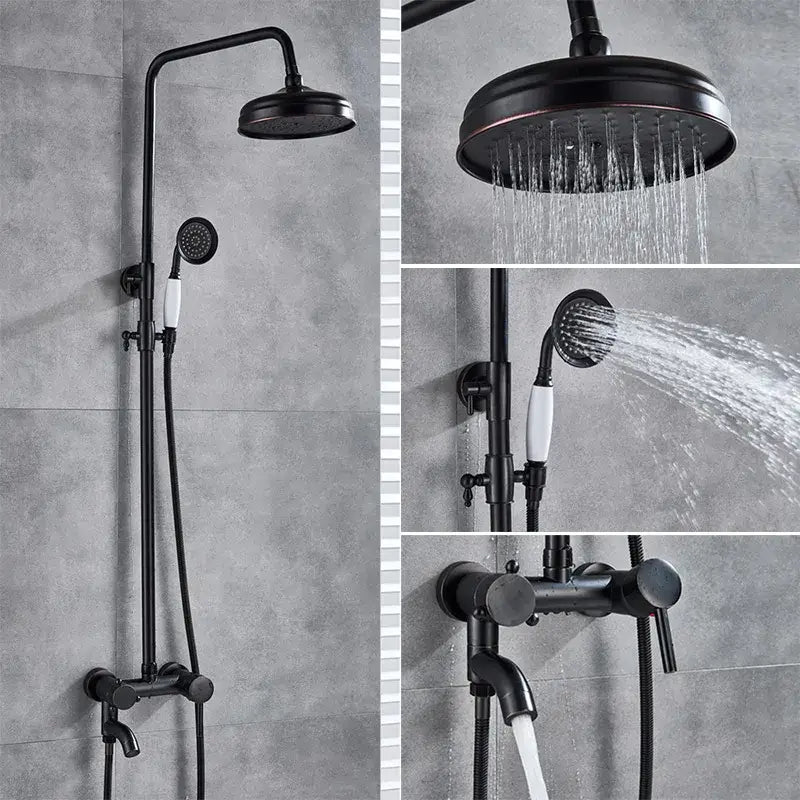 Modern brass shower set bathroom rainfall head and handheld sprayer