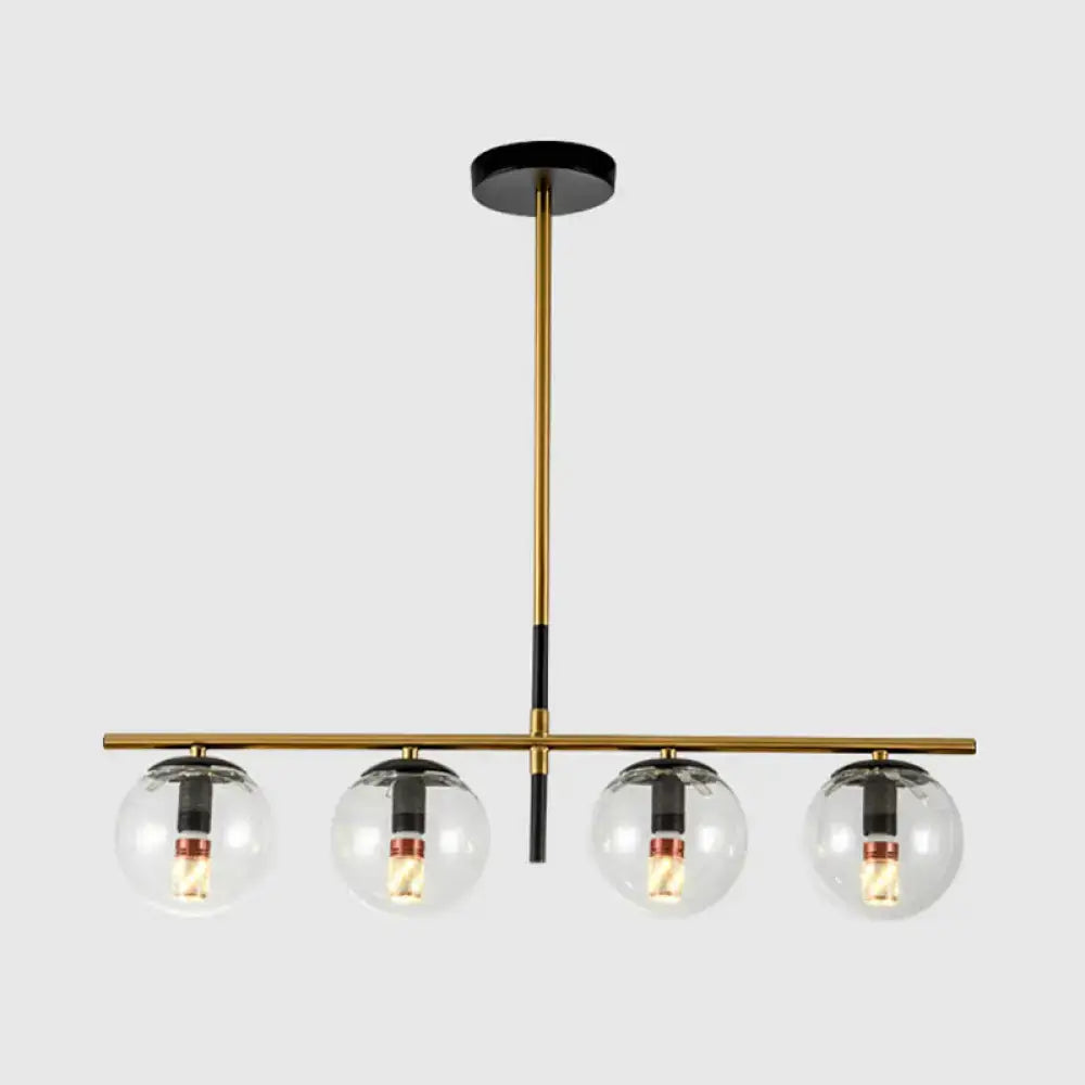 Modern brass & smoke grey globe chandelier kitchen island light
