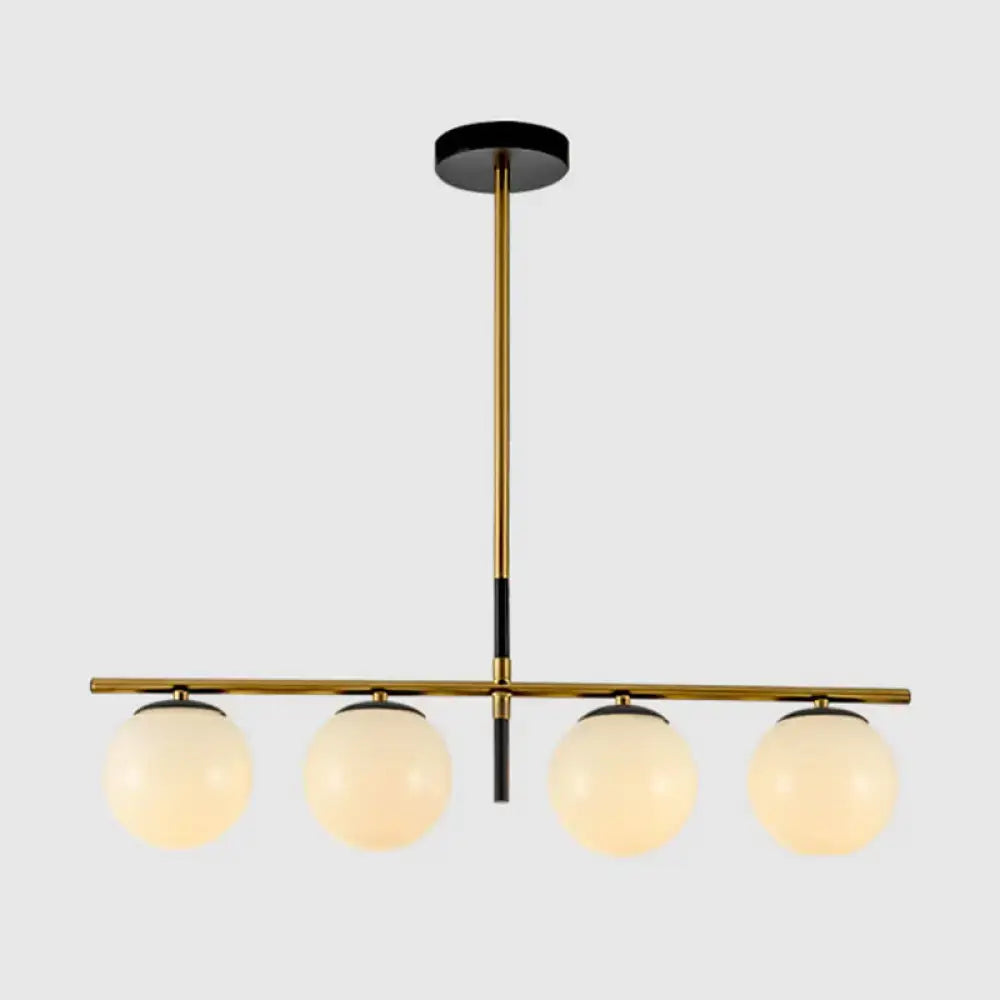 Modern brass & smoke grey globe chandelier kitchen island light