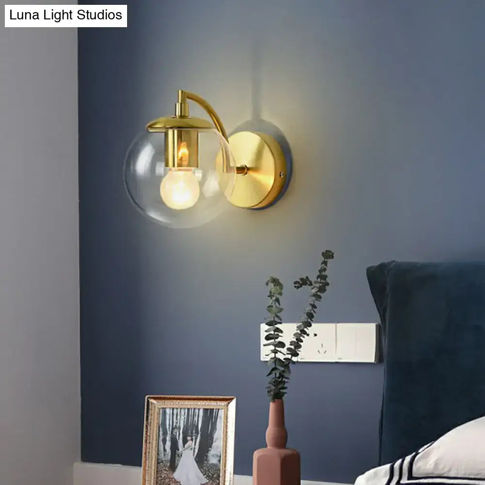 Modern brass smoked glass stairway wall lighting fixture