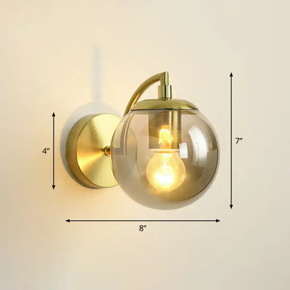 Modern brass smoked glass stairway wall lighting fixture