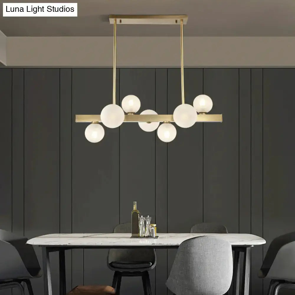 Modern brass spherical glass island ceiling light for kitchen dining
