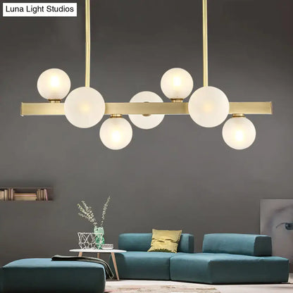 Modern brass spherical glass island ceiling light for kitchen dining