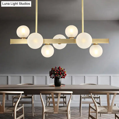 Modern brass spherical glass island ceiling light for kitchen dining