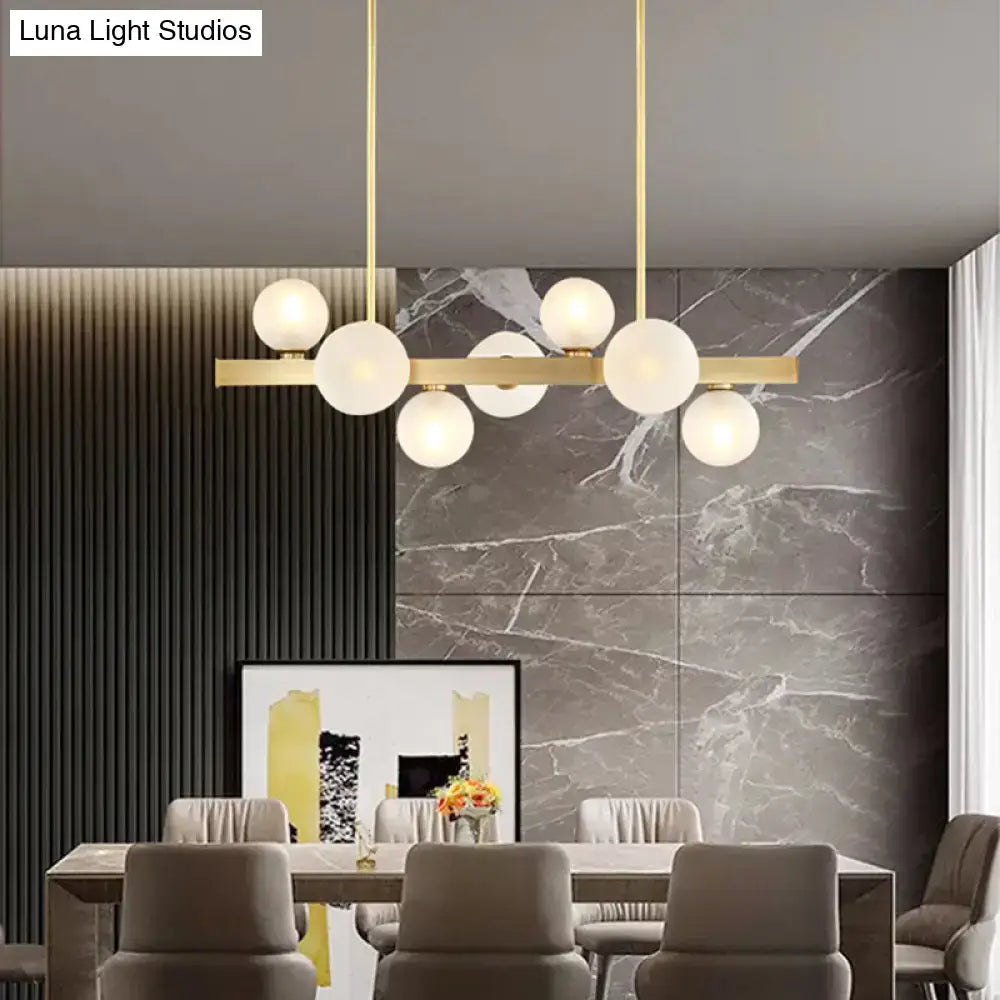 Modern brass spherical glass island ceiling light for kitchen dining
