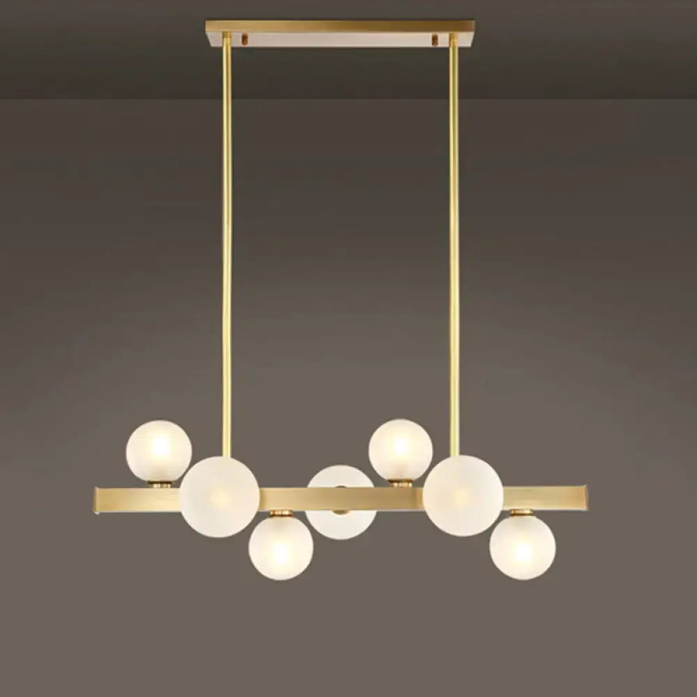 Modern brass spherical glass island ceiling light for kitchen dining