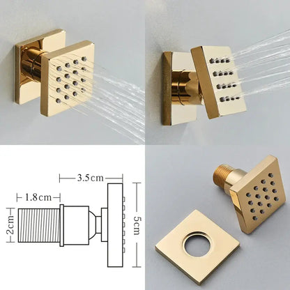 Modern brass square body spray shower jets bathroom massage nozzles